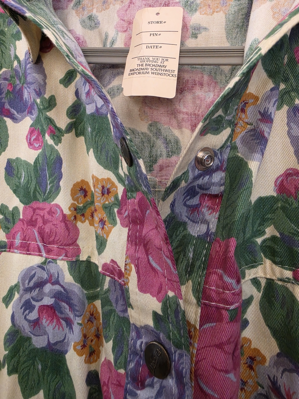 80's NWT 100% Cotton VTG Floral Jumpsuit Sz L - Picture 12 of 16